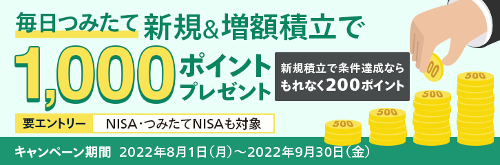 【投信】毎日つみたて!新規&増額積立キャンペーン