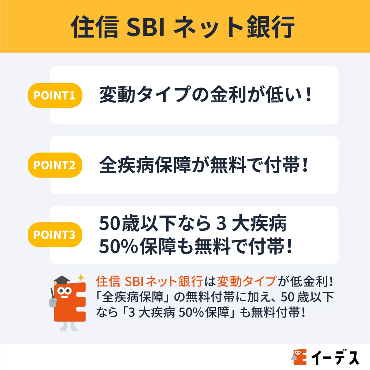 住信SBI銀行の住宅ローン（変動金利）の特徴紹介