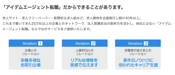 アイデムエージェント転職　業種