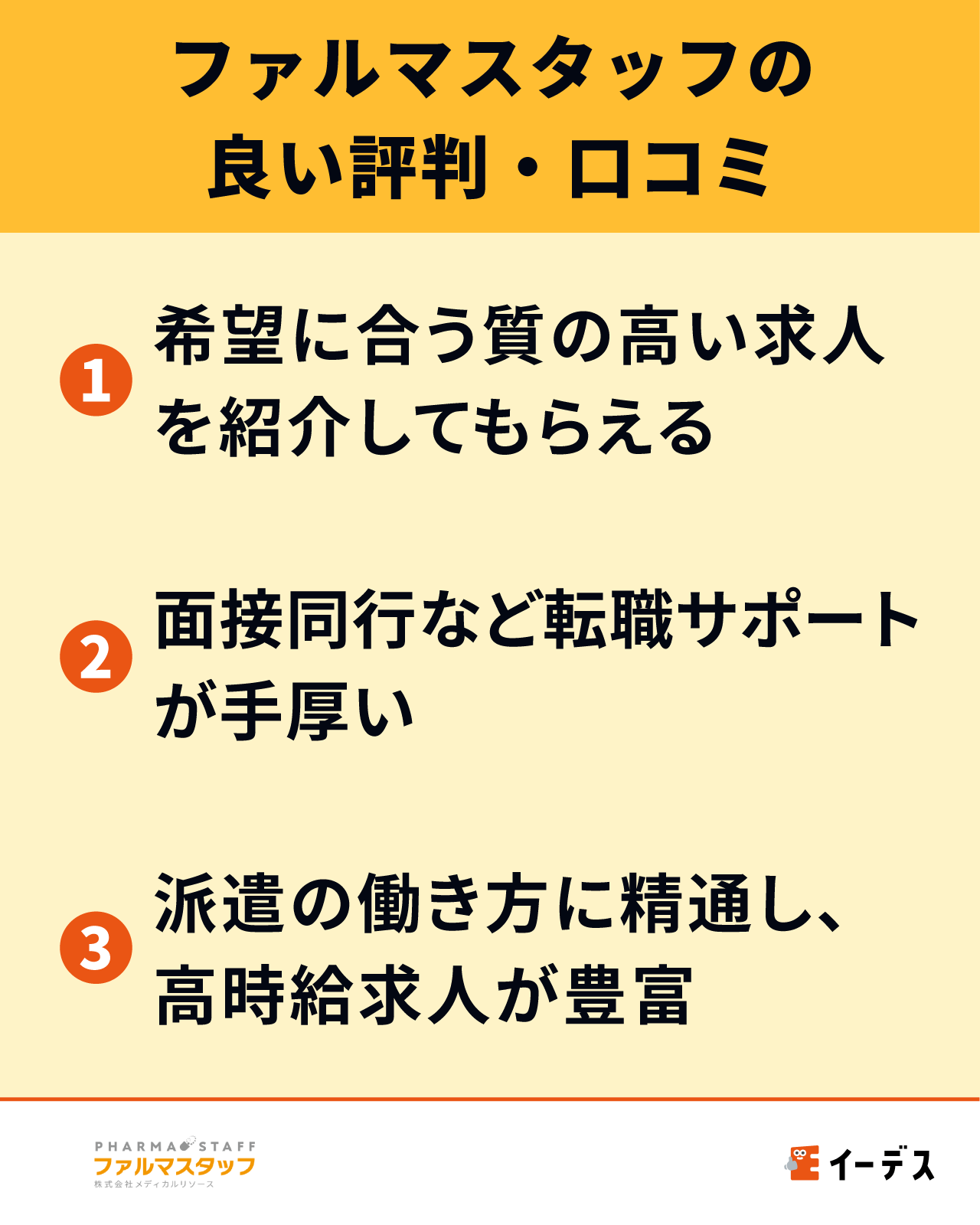ファルマスタッフの良い評判・口コミ