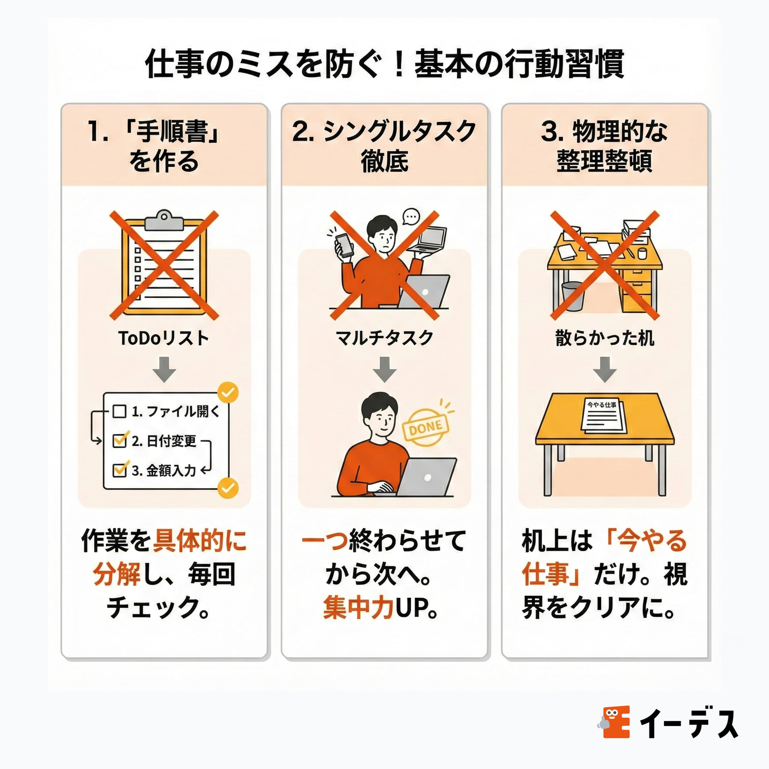 仕事のミスを防ぐ!基本の行動習慣