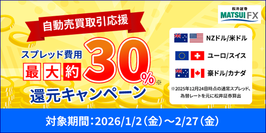 【自動売買取引応援】スプレッド費用最大約30%還元キャンペーン