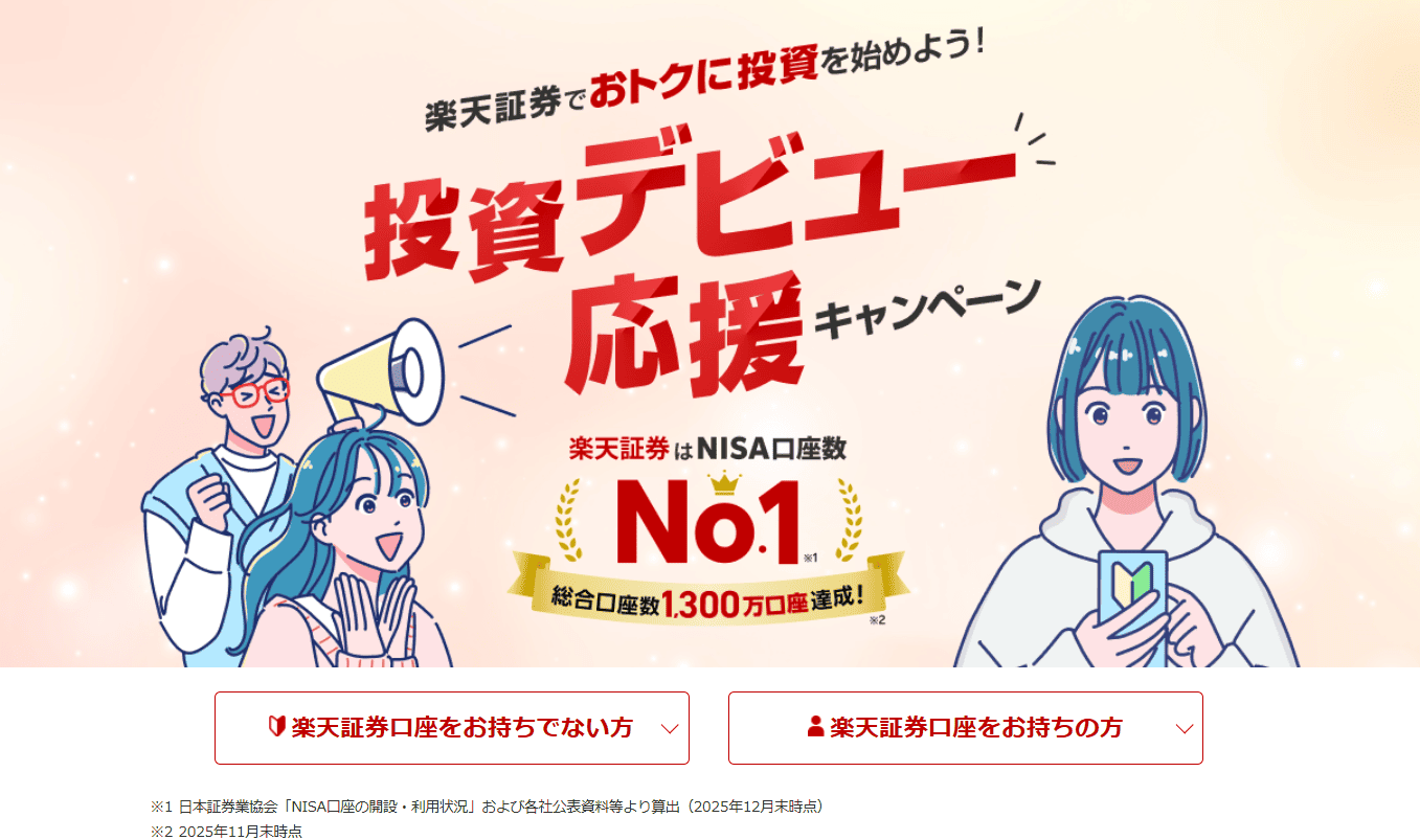 【投資デビュー応援】口座開設キャンペーン | 楽天証券