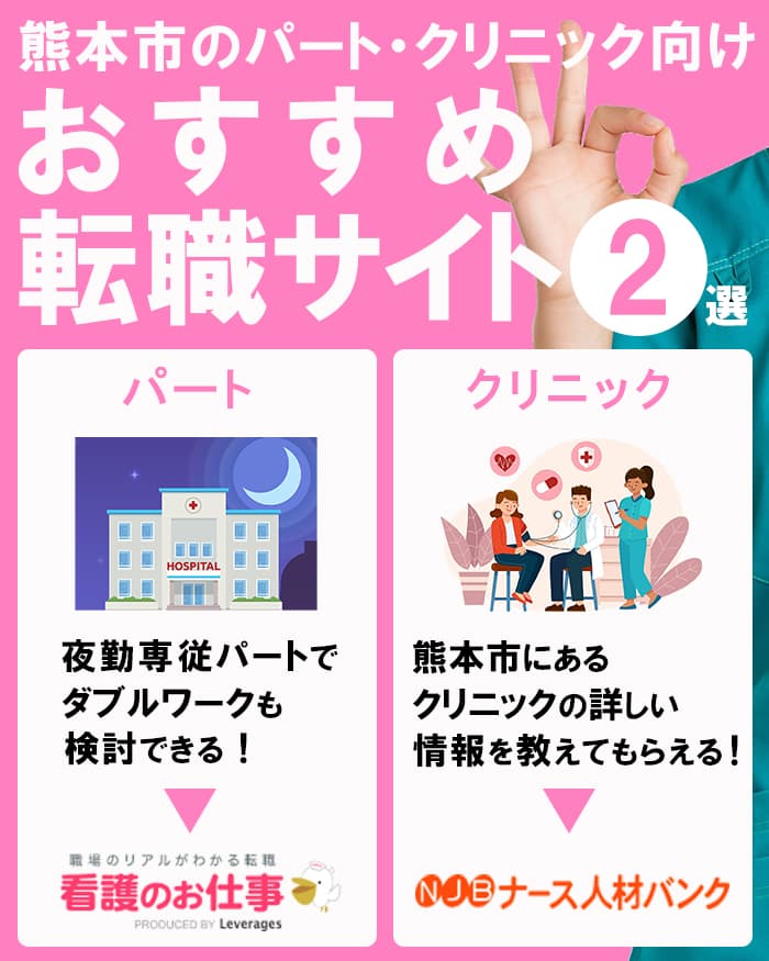 熊本市で「パート」「クリニック」の求人が豊富な看護師転職サイト
